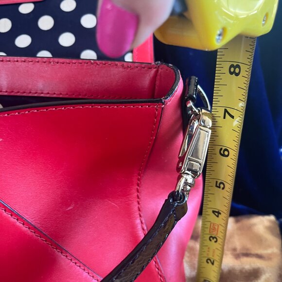 Kate Spade Red Leather Handbag with Black Poka Dot Lining - Picture 12 of 12